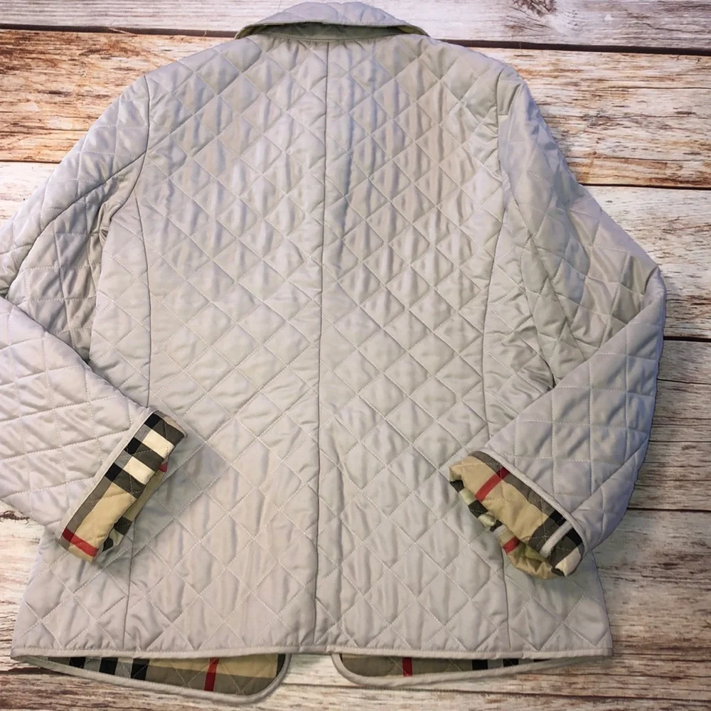 Burberry Gray Diamond Quilted Zip Jacket Size S - Picture 6 of 7